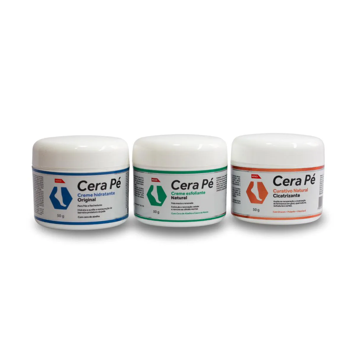 Kit Tratmento Completo Cera Pé Creme Restaurador + Esfoliante + Curativo 50g Cada