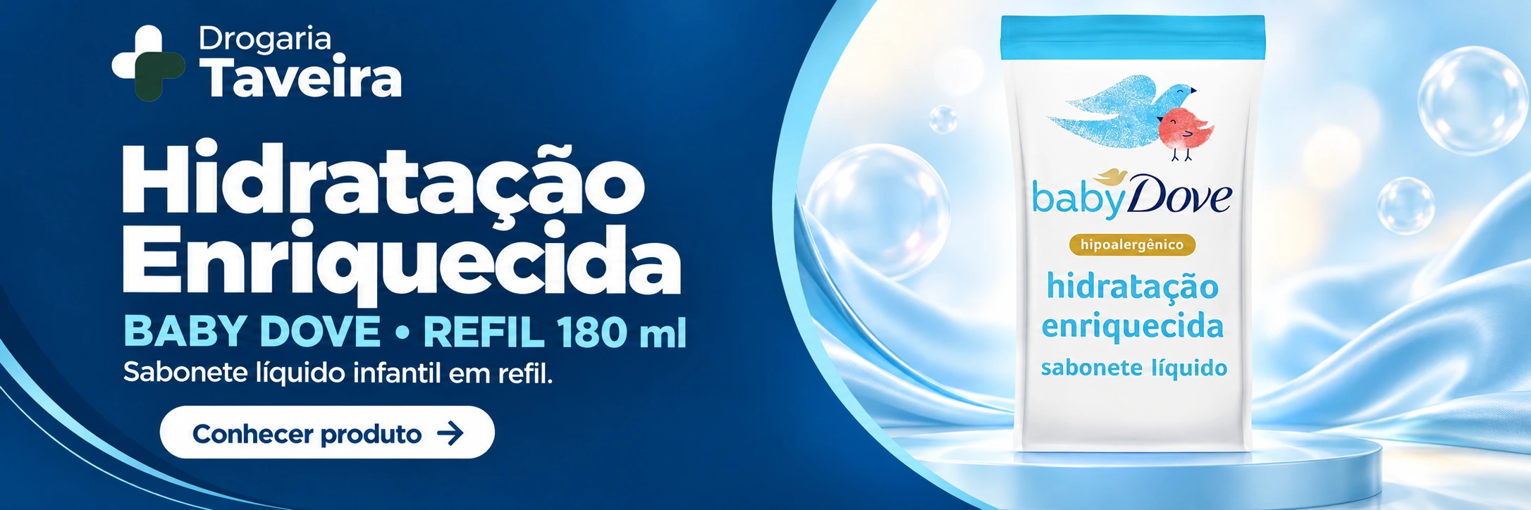 Baby Dove Hidratação Enriquecida. Sabonete líquido infantil em refil. 180 ml. Conhecer produto.