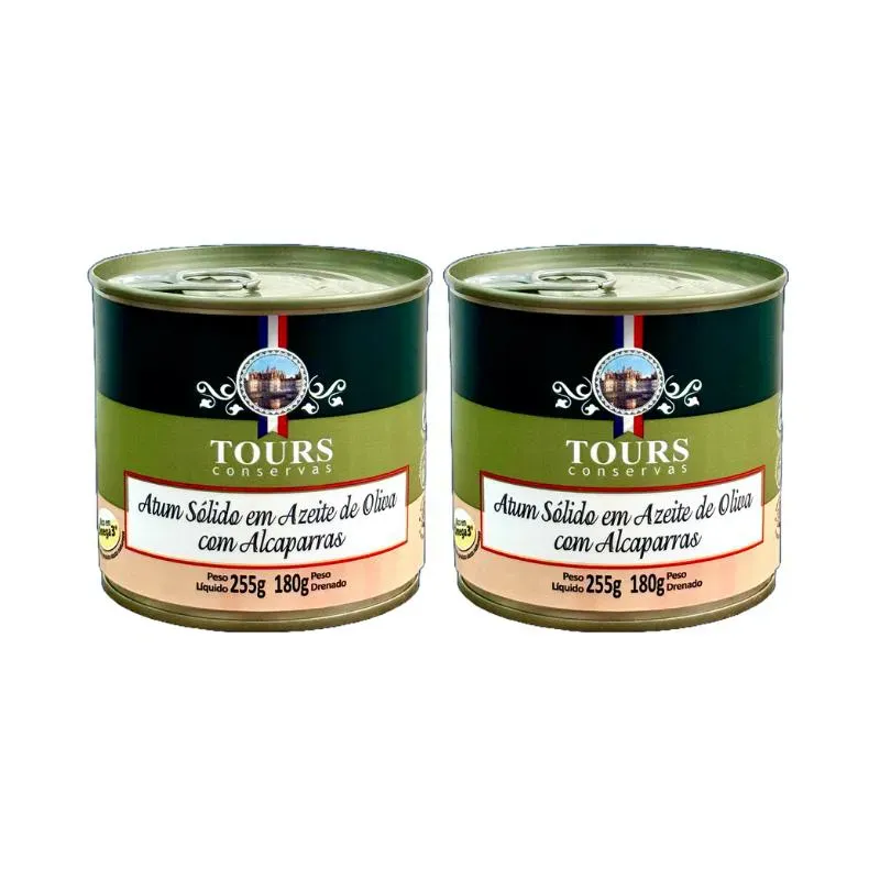 Kit 2x: Atum Sólido com Alcaparras em Azeite Tours 255 g