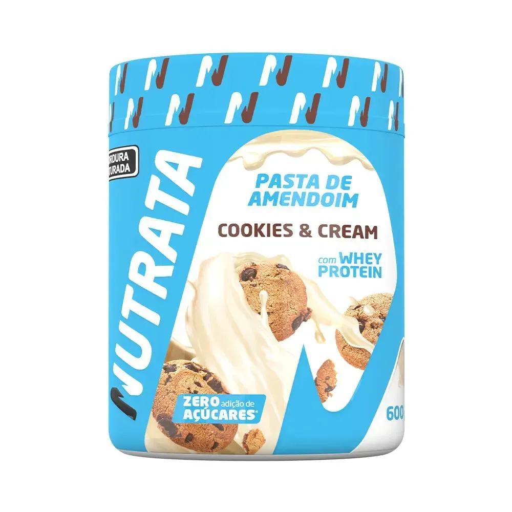 Pasta de Amendoim com Whey 600 g - Cookies & Cream - Nutrata