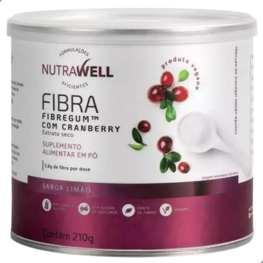 Fibra Alimentar Fibregum 5,8 G com Cranberry 210 G Nutrawell Limão