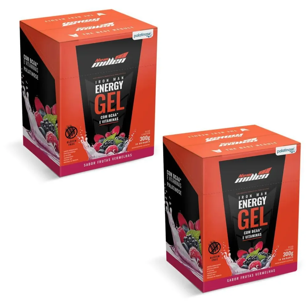Kit 2X Iron Man Instant Energy Gel - 10 Unidades 30 G Frutas Vermelhas - New Millen