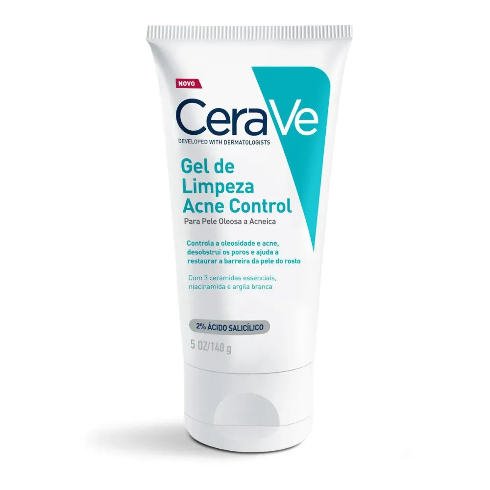 Gel de Limpeza Cerave Acne Control Pele Oleosa a Acneica Limpeza Antiacne com Ceramidas e Ácido Salicílico 140 g