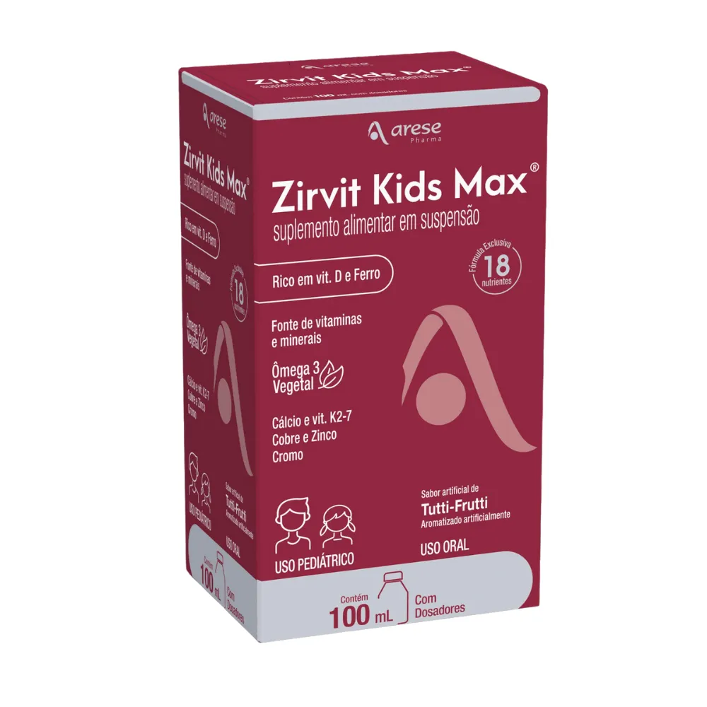 Zirvit Kids Max Sabor Tutti-Frutti Suspensão Oral 100 ml + Dosadores