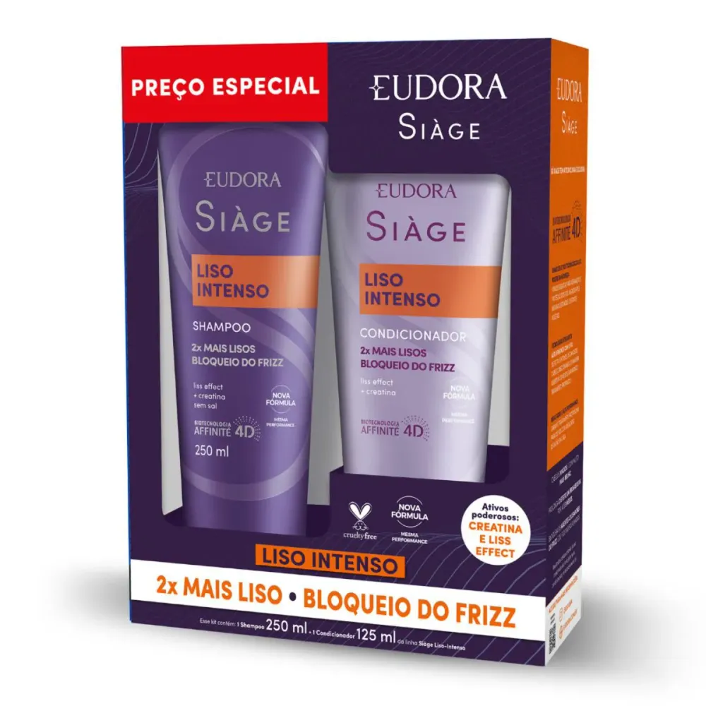 Kit Siàge Eudora Liso Intenso Shampoo 250 ml + Condicionador 125 ml
