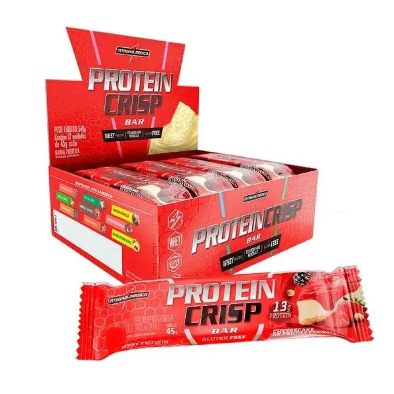 Barra de Proteína Whey Integralmedica Protein Crisp Bar Cheesecake de Frutas Vermelhas 45 g 12 unidades