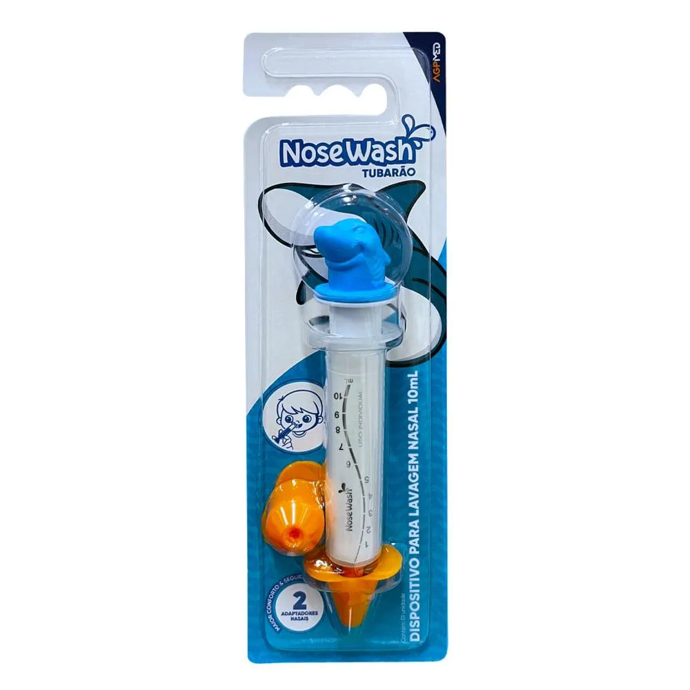 Dispositivo de Lavagem Nasal Nosewash Tubarão 10 ml + 2 Adaptadores
