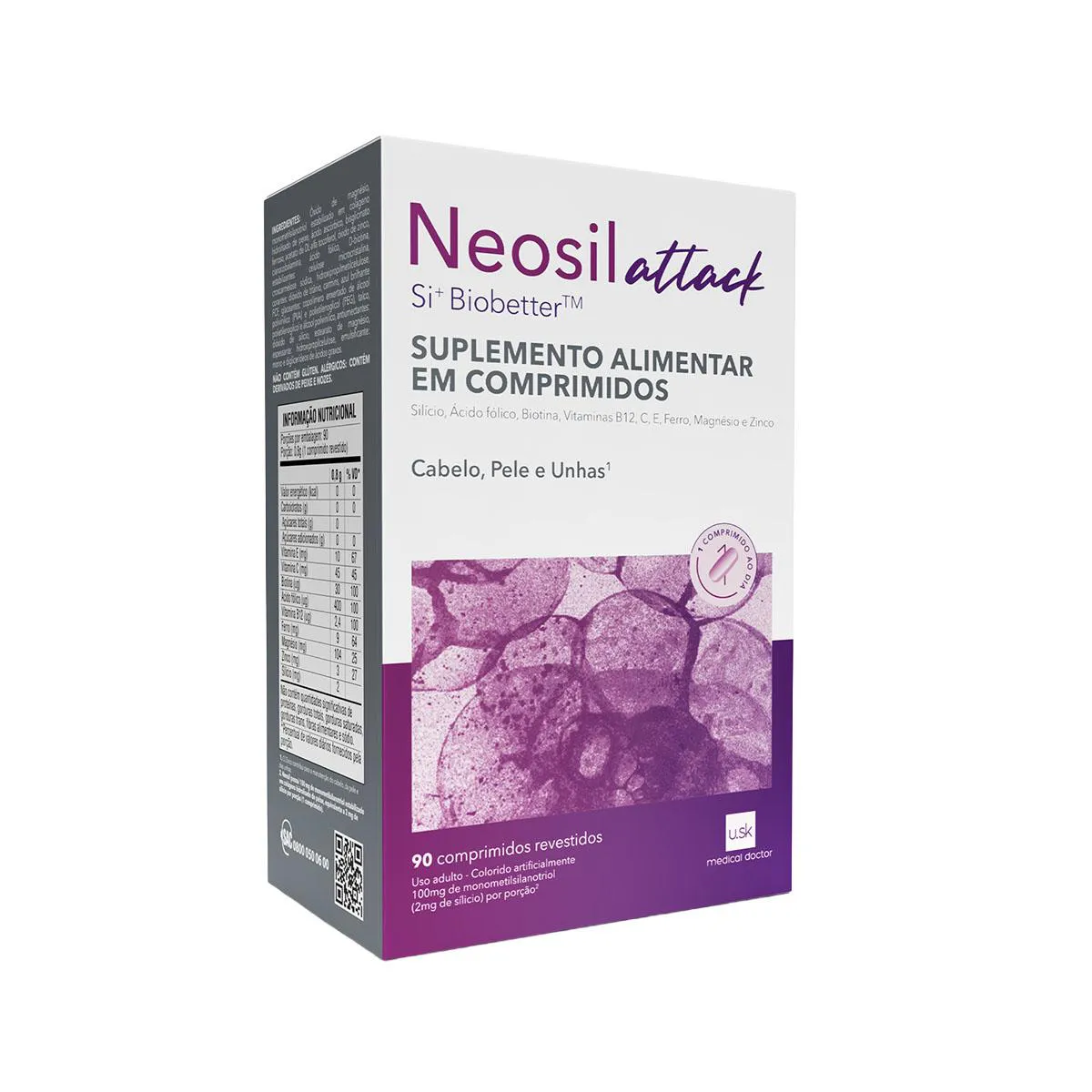 Neosil Polivitamínico Attack Cabelo, Pele e Unha 90 comprimidos