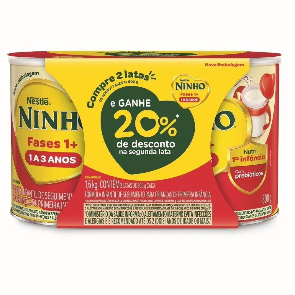 Kit Fórmula Infantil ninho fases 1+ Com 2 Unidades de 800 g