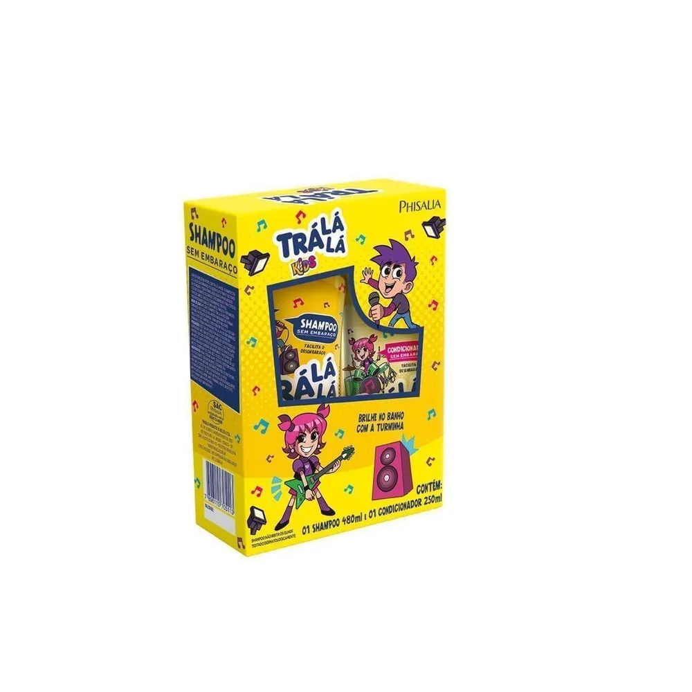 Kit Shampoo Infantil Trá Lá Lá Kids Sem Embaraço 480 ml 1 Unidade + Condicionador Infantil Trá Lá Lá Kids Sem Embaraço 250 ml 1 Unidade