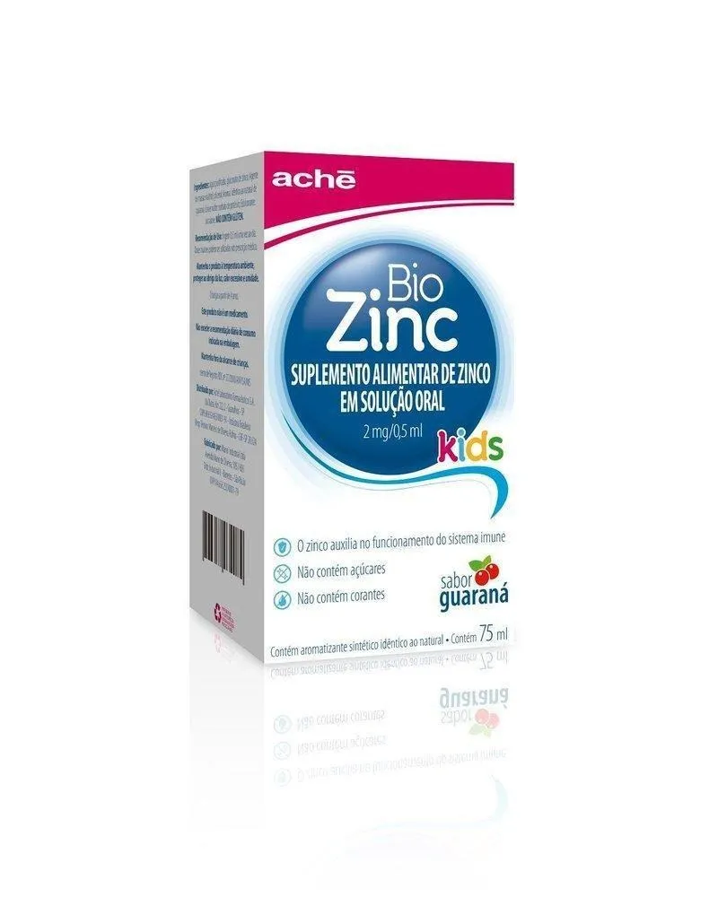 Suplemento Alimentar Infantil Biozinc Kids 2 mg/0,5 ml Sabor Guaraná Solução Oral 75 ml