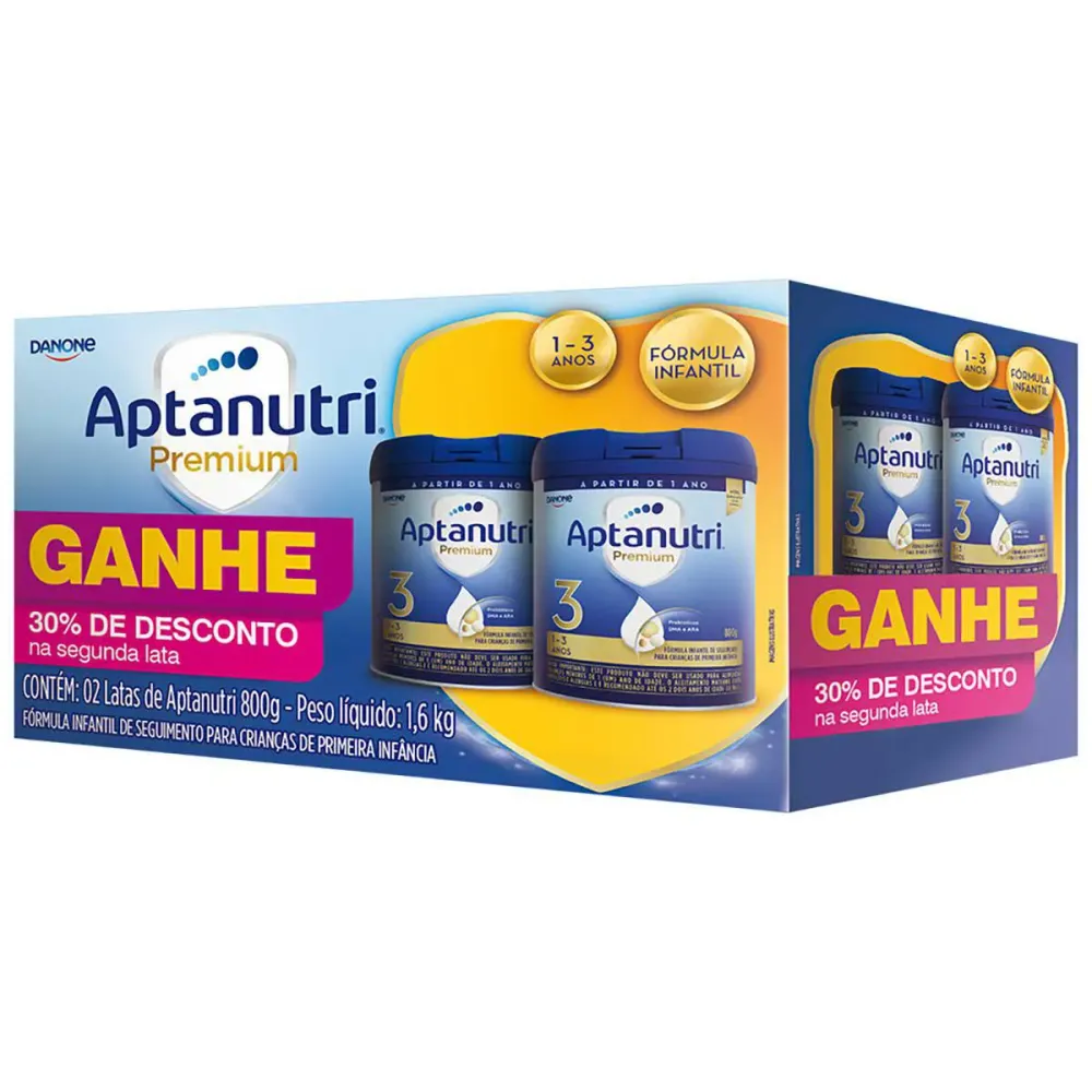Kit Fórmula Infantil Aptanutri Premium 3 Danone 1 a 3 anos 800 g 2 unidades