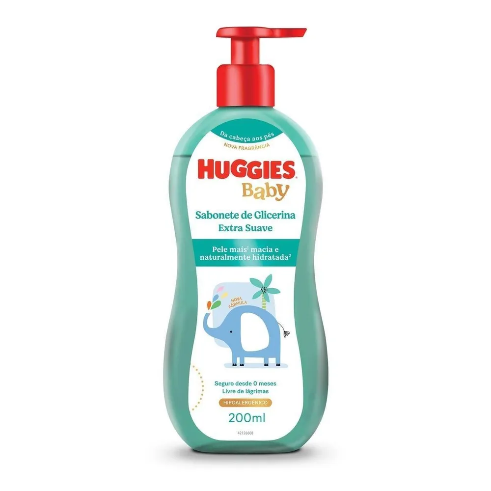 Turma Da Mônica Sabonete Líquido Huggies Glicerina para Bebê Extra Suave 200 ml