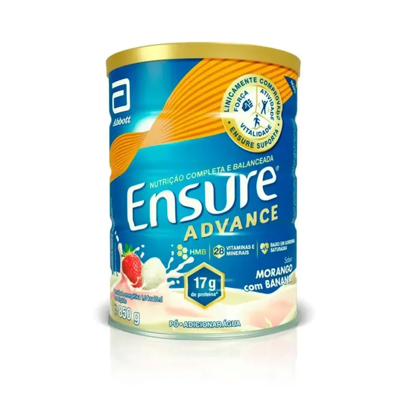 Suplemento Nutricional Ensure Advance Sabor Morango com Banana 850 g