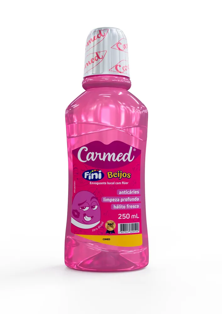 Enxaguante Bucal Carmed Fini Beijos com Flúor Zero Álcool 250 ml