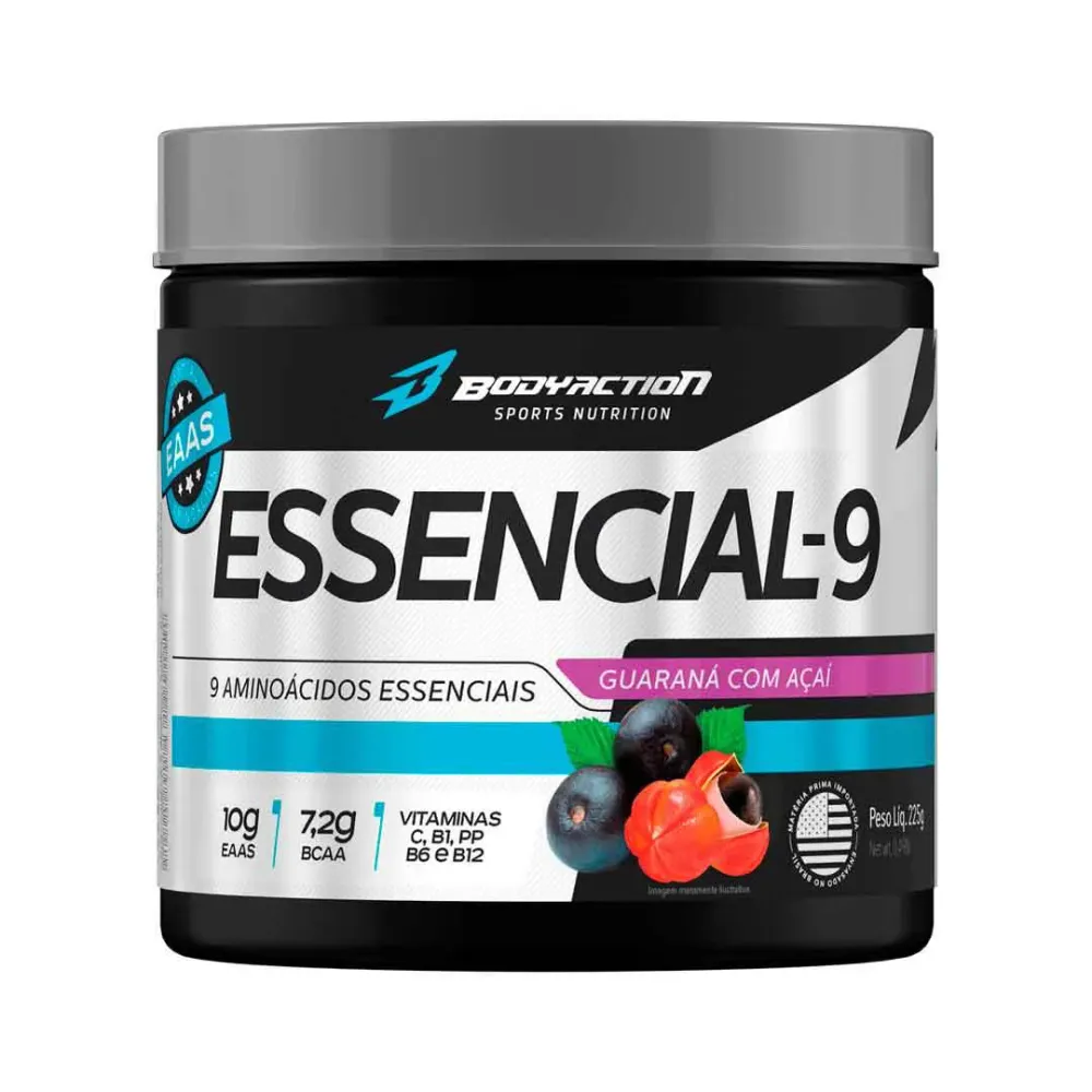 Essencial 9 - Super Combinação 9 Aminoácidos Essenciais - Pote 225 g - Body Action - Sabor Guaraná com Açaí 225 G Guarana C Acai