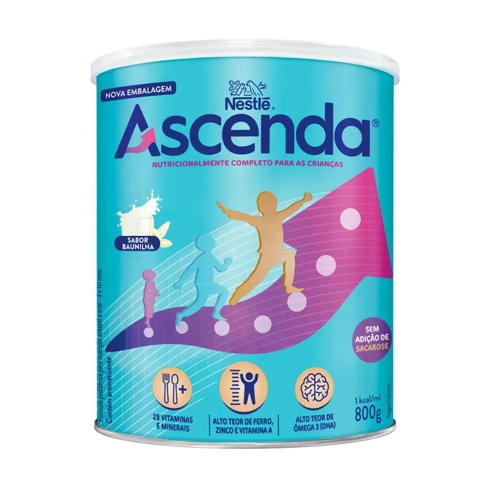Fórmula Infantil Ascenda Nestlé Baunilha 3 a 10 anos 800 g