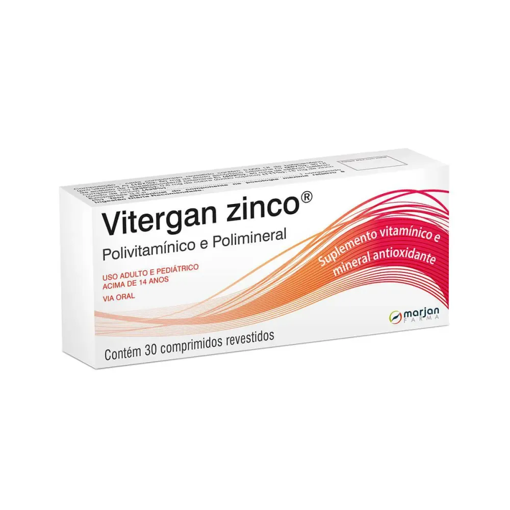 Polivitamínico Vitergan Zinco 15 mg 30 comprimidos