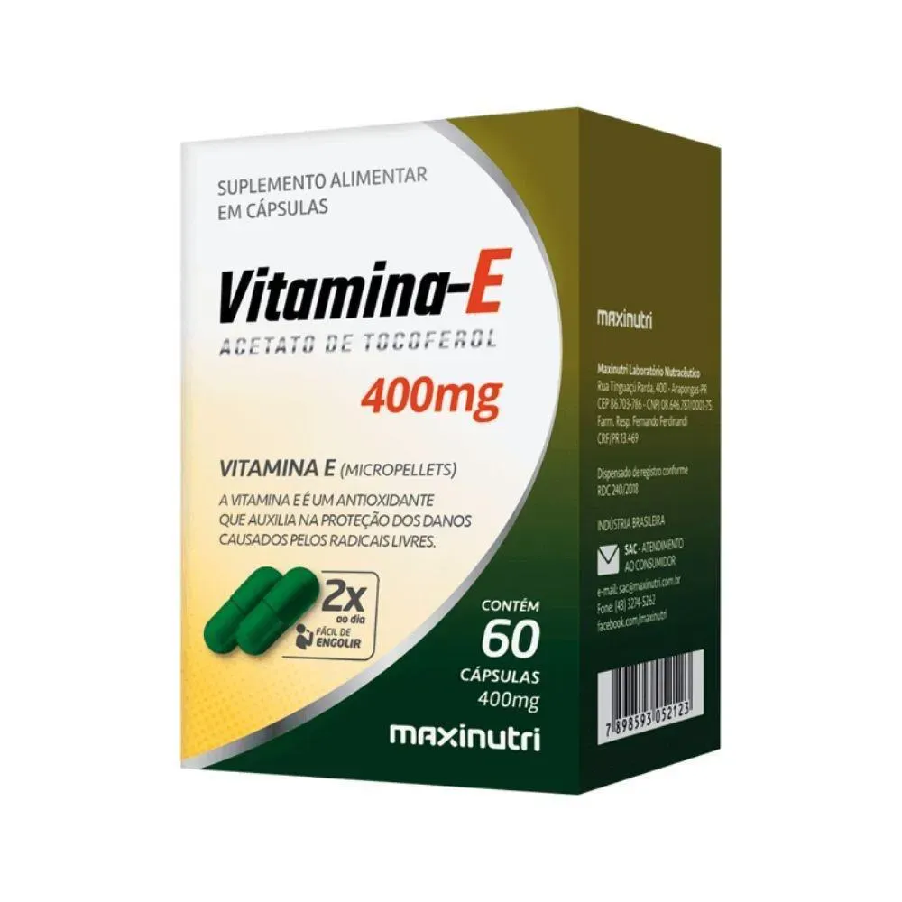 Vitamina e 400 mg 60 Cápsulas Maxinutri