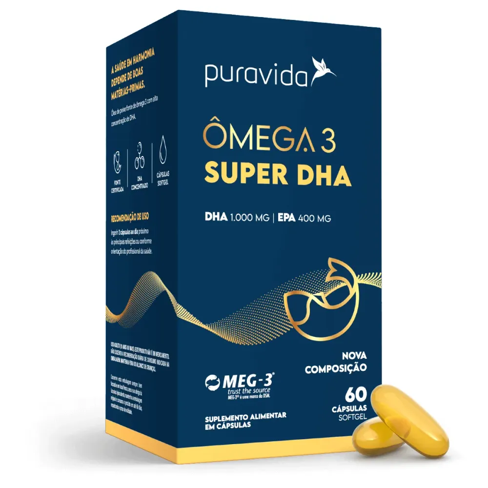 Ômega 3 DHA 1000 mg Puravida 60 cápsulas