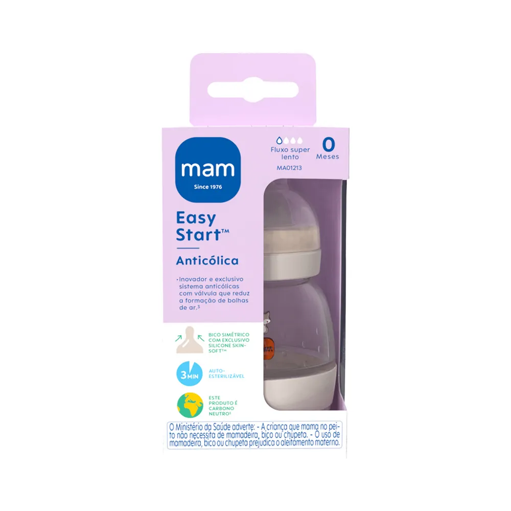 Mamadeira MAM Easy Start Anticólica Recém-Nascido Transparente 130 ml 1 Unidade