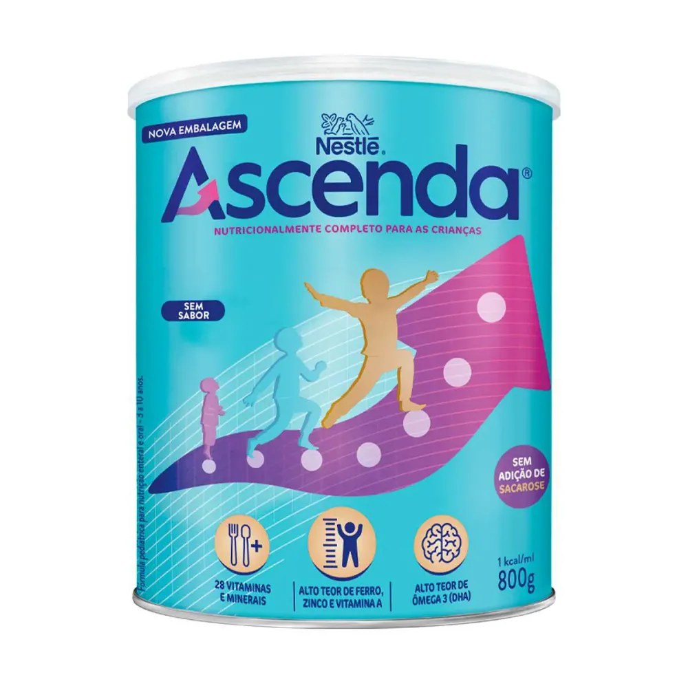 Fórmula Infantil Ascenda Nestlé Sem Sabor 3 a 10 anos 800 g