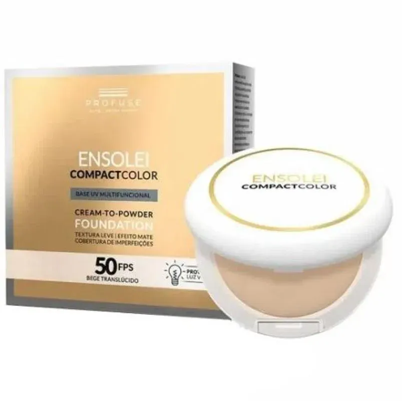 Base Facial Compacta Profuse Ensolei Compactcolor Fps 50 com 10 g