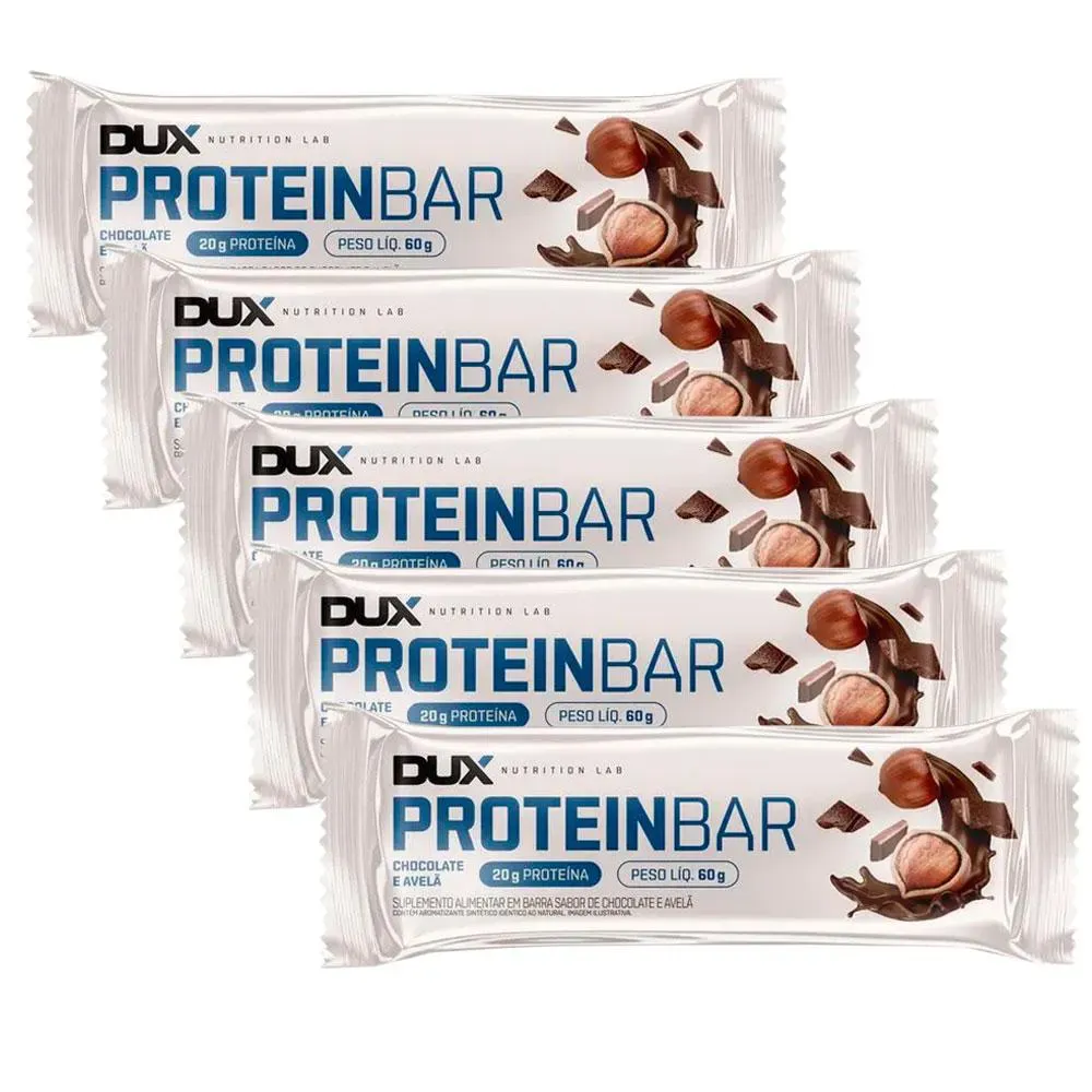Kit 5x Protein Bar - 60 g Cada - Dux Nutrition Chocolate e Avelã