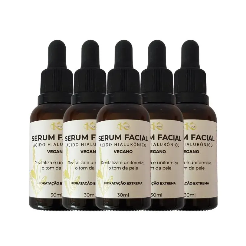 Kit 05 Sérum Facial Vegano Ácido Hialurônico 30 Ml Kuide