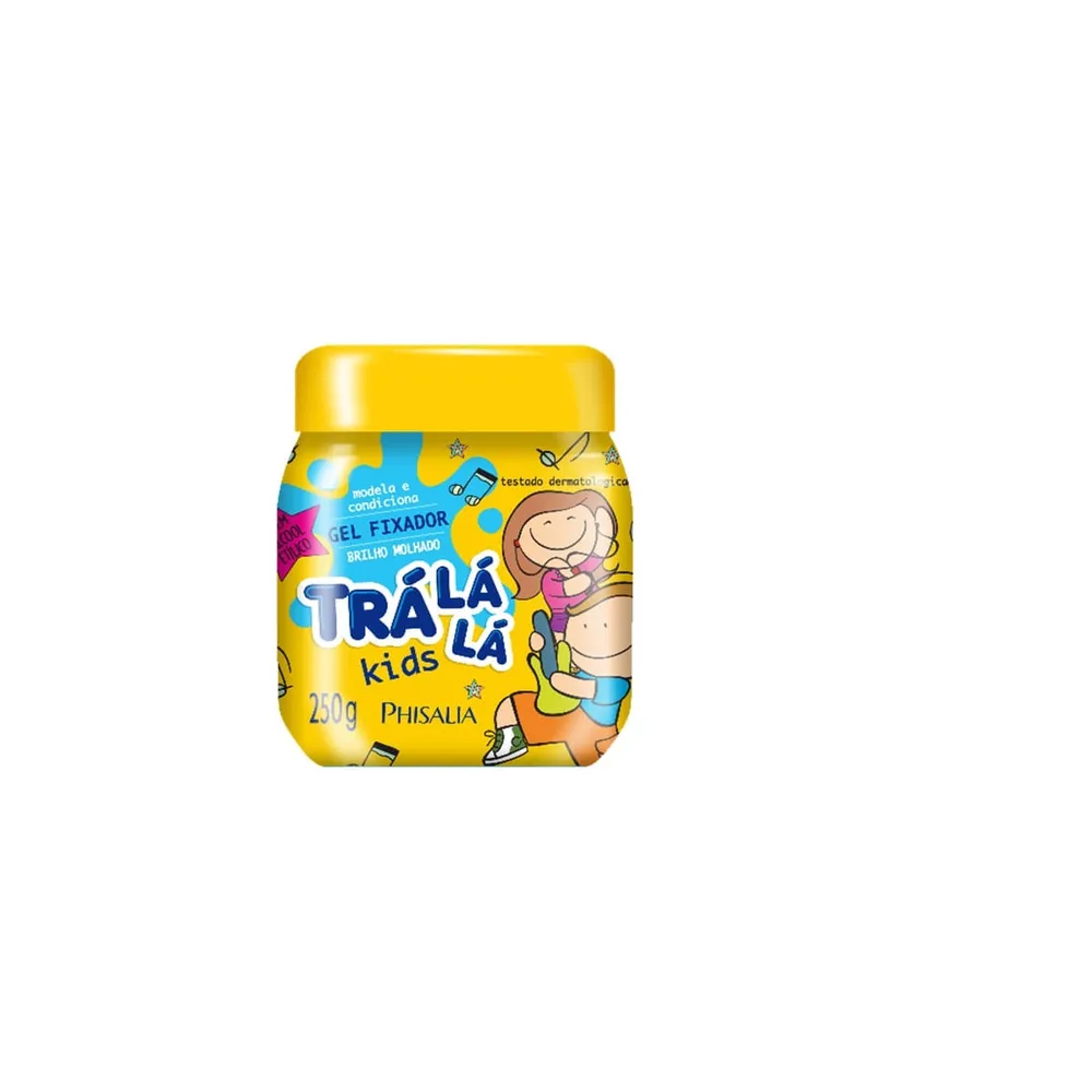 Gel Fixador Infantil Phisalia Trá Lá Lá Kids Modela e Condiciona Brilho Molhado 250 g
