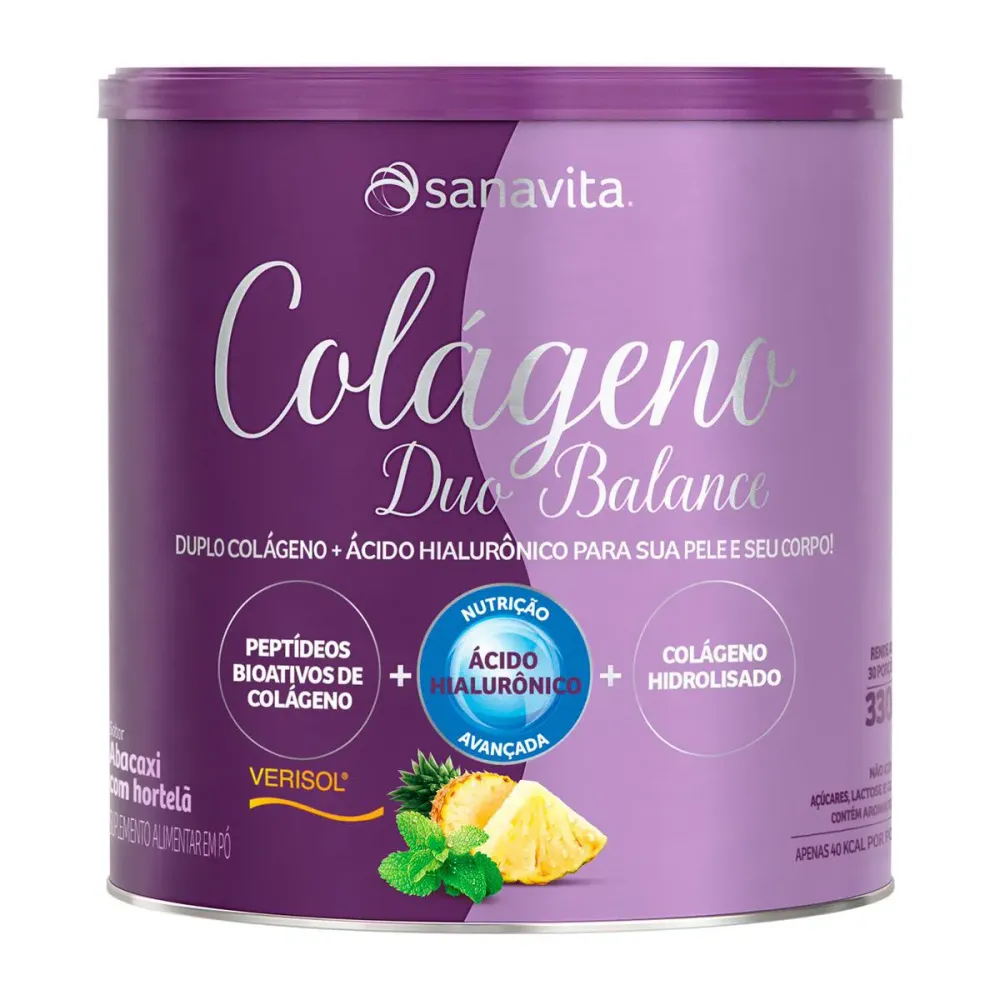 Colágeno Sanavita Duo Balance Abacaxi com Hortelã Sem Açúcar 330 g
