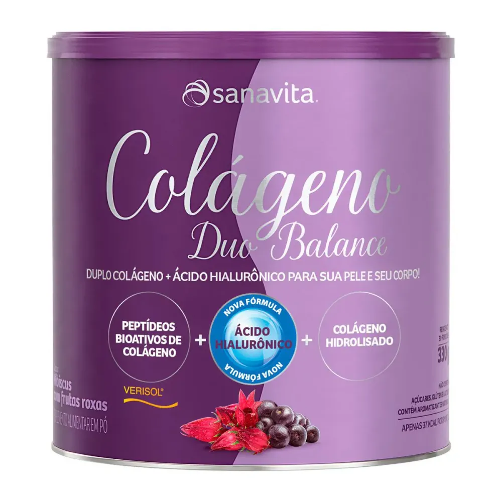Colágeno Sanavita Duo Balance Hibiscus com Frutas Roxas Sem Açúcar 330 g