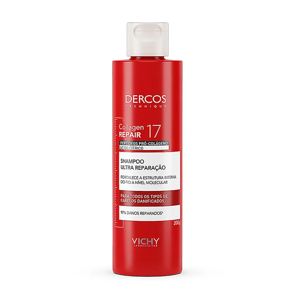 Shampoo Ultra Reparação Vichy Dercos Collagen Repair 17 Shampoo Capilar Fortalecedor com Colágeno 200 g