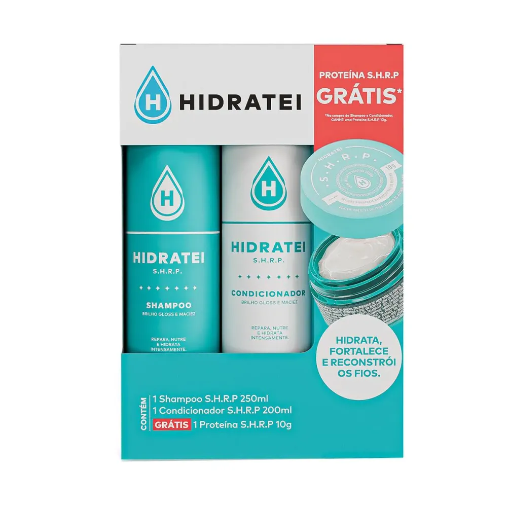 Kit Hidratei SHRP Shampoo 250 ml + Condicionador 200 ml + Mini Proteína 10 g