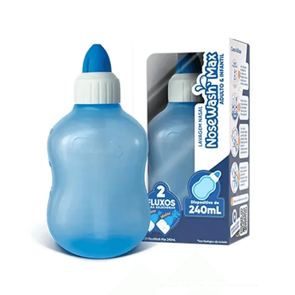 Dispositivo de Lavagem Nasal Nosewash Max Controle de Fluxo Adulto e Infantil 240 ml 1 Unidade