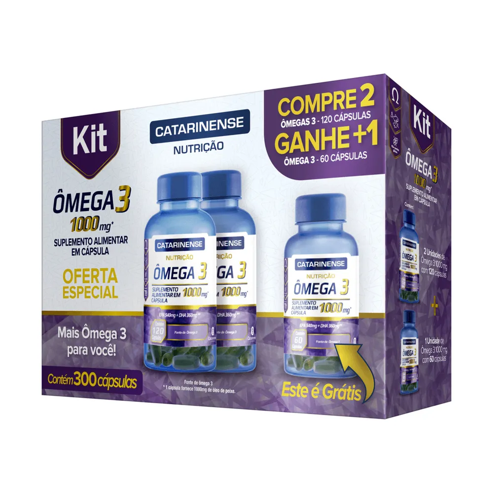 Kit Ômega 3 Catarinense 1000 mg 300 Cápsulas