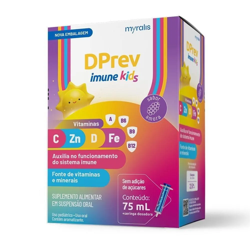 DPrev Imune Kids Sabor Amora Suspensão Oral 75 ml + Seringa Dosadora
