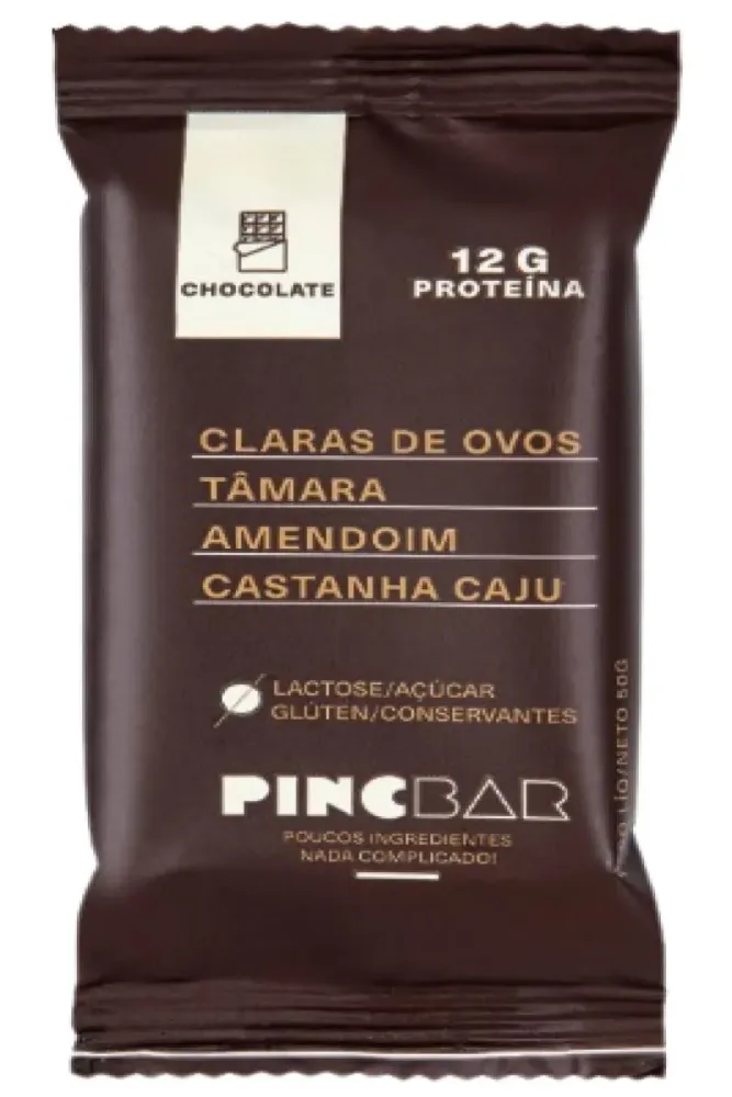 Kit 3x: Barra de Proteína Chocolate Sem Açúcar Pincbar 50 g
