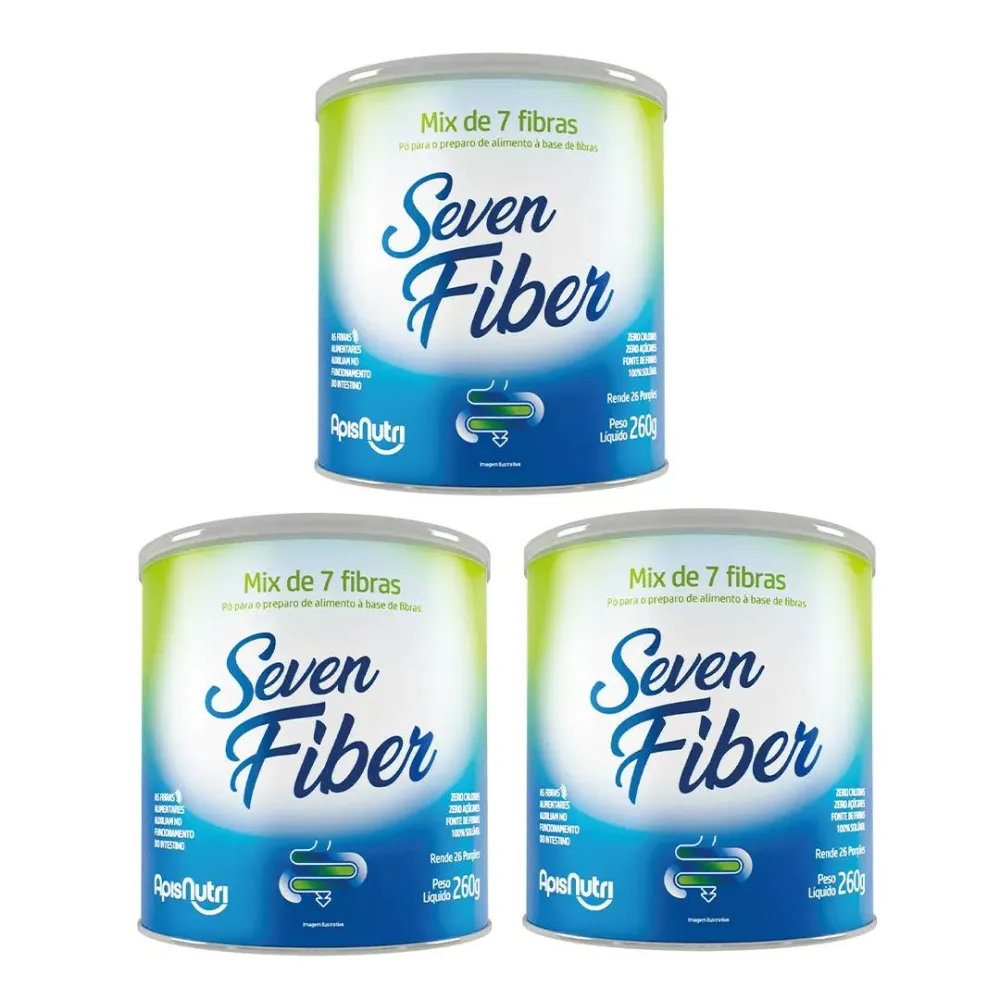 Kit 3 Seven Fiber Mix de Fibras sem Sabor - 260 G - Apisnutri