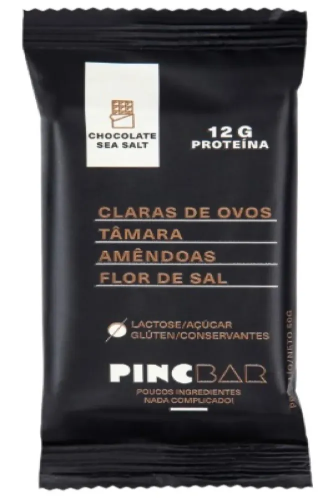 Kit 3x: Barra de Proteína Chocolate Sea Salt Sem Açúcar Pincbar 50 g