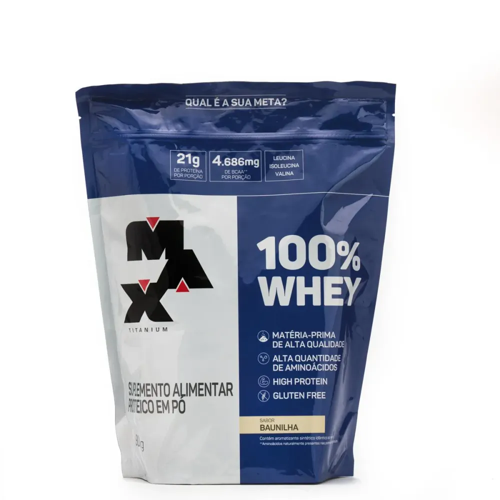 Refil Whey Protein Max Titanium 100% Whey Baunilha 900 g