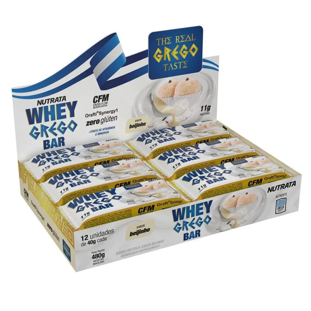 Whey Grego Bar Nutrata Beijinho 40 g 12 unidades