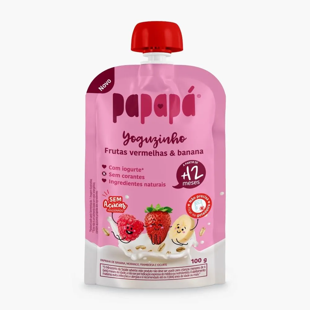 Papinha Papapá Yoguzinho Iogurte De Frutas Vermelhas Sem Adição De Açúcar 100 g