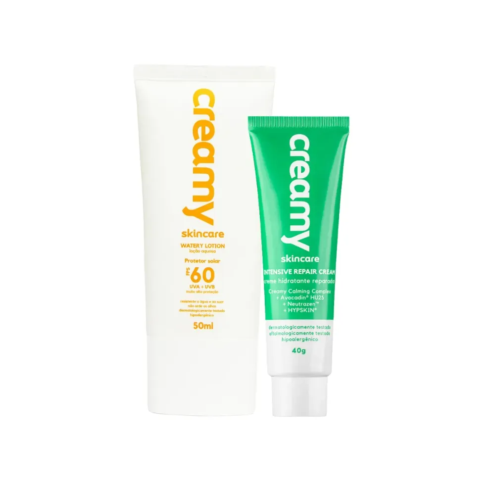 Kit Facial Skincare Creamy Protetor Solar FPS 60 50 ml + Creme Hidratante Reparador Intensive Repair 40 g