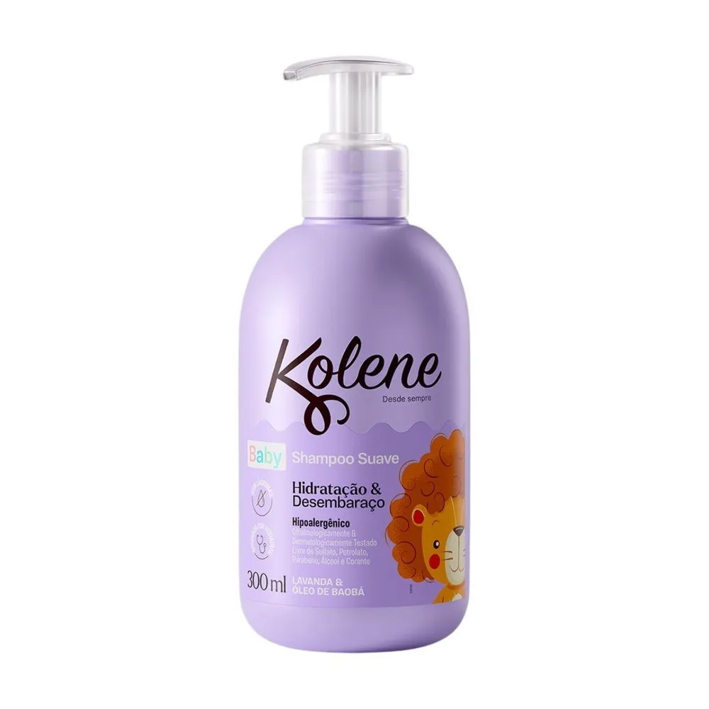Shampoo Kolene Baby Suave Lavanda Óleo De Baobá Hidratação Desembaraço Frasco 300 ml