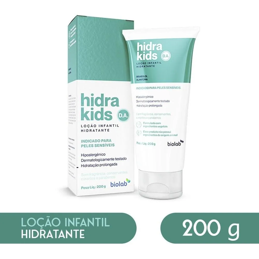 Biolab Loção Hidratante Infantil Hidra Kids D.A. Calmante com Aloe Vera 200 g