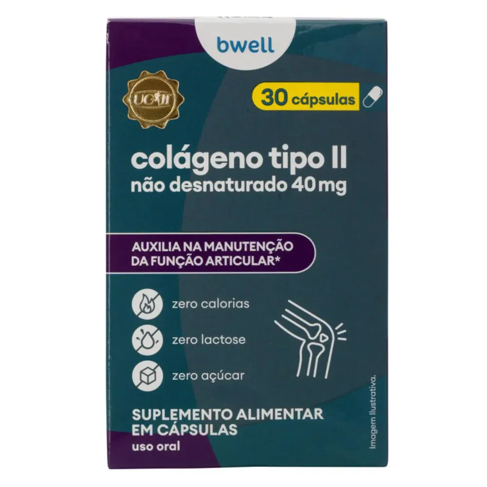 Colágeno Tipo II Não Desnaturado 40 mg bwell 30 Cápsulas