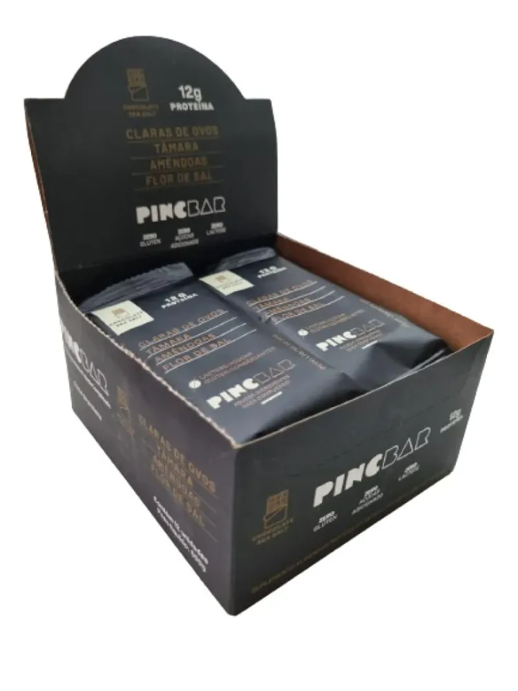 Barra de Proteína Chocolate Sea Salt Sem Açúcar 50 g Pincbar 12 unidades
