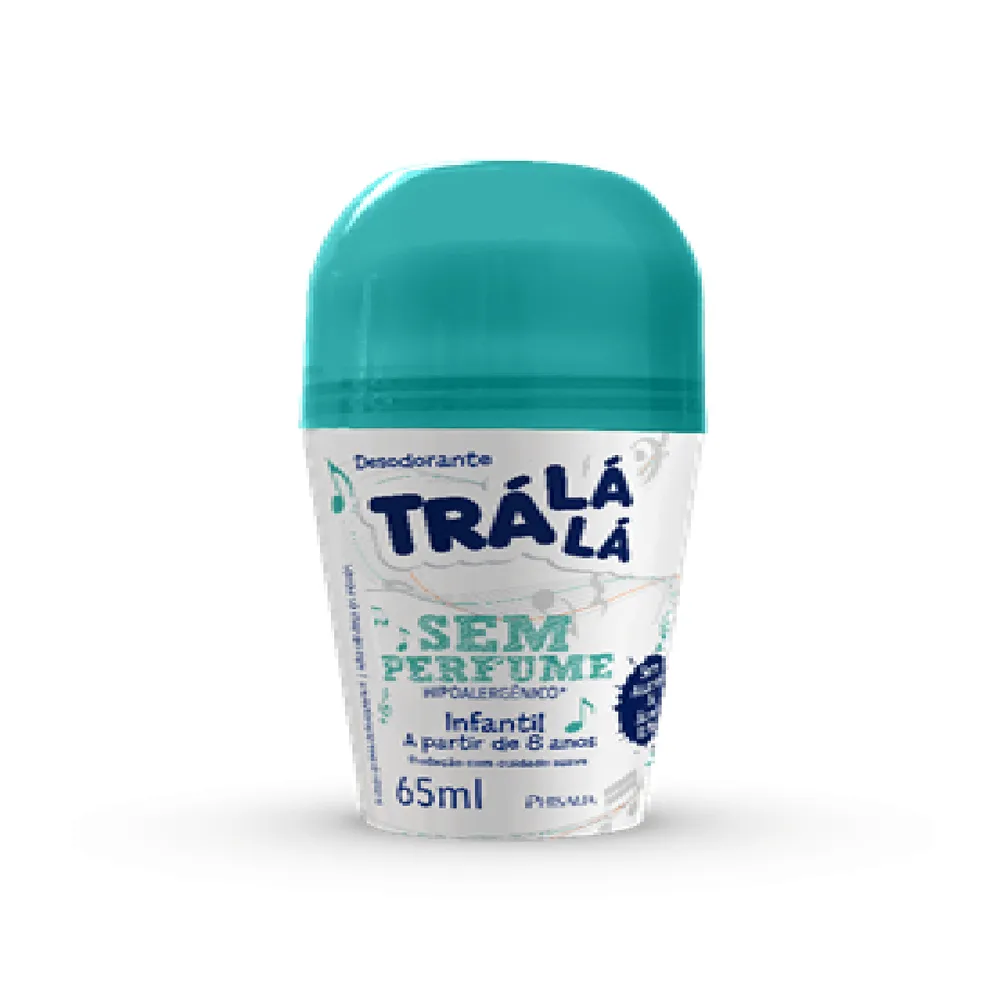 Desodorante Infantil Trá Lá Lá Sem Perfume +8 anos Roll-On 65 ml