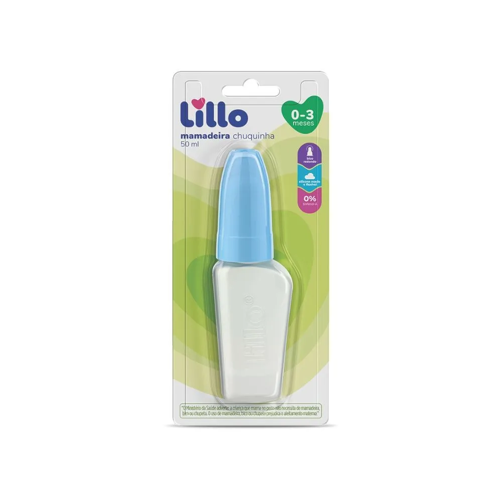 Mamadeira Chuquinha Lillo Bico Redondo de 0 a 3 meses Sem BPA Azul 50 ml 1 Unidade